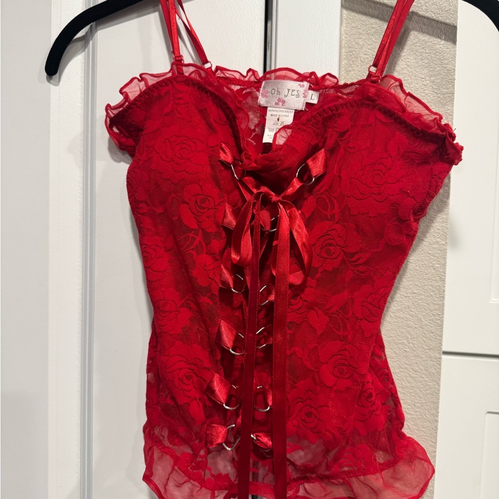 Oh Yes Red Lace Top